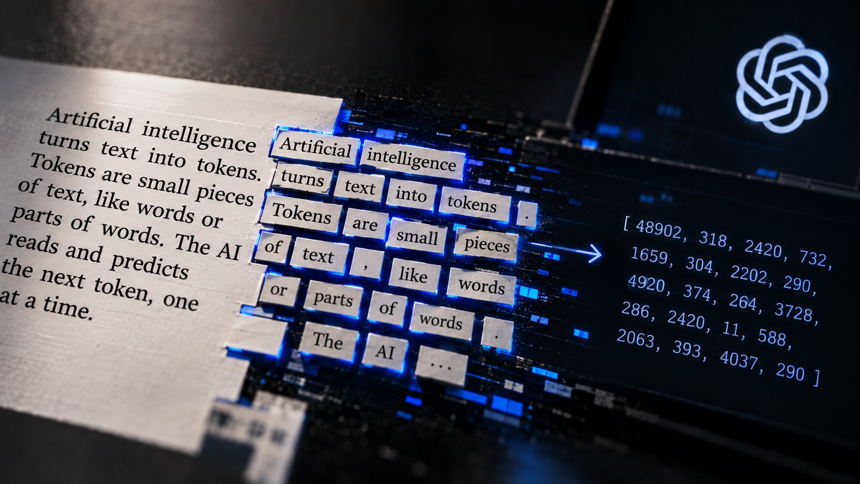 Editorial illustration for “What tokens mean in AI”.